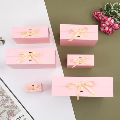 Large Pink Gift Box with Ribbon 1 Pack 13X11X5.3 Inch Large Gift Box with Lid Magnetic Closure Rectangle Collapsible Luxury Wrap Box for Wedding Gifts Crinkle Cut Paper Shred with Card