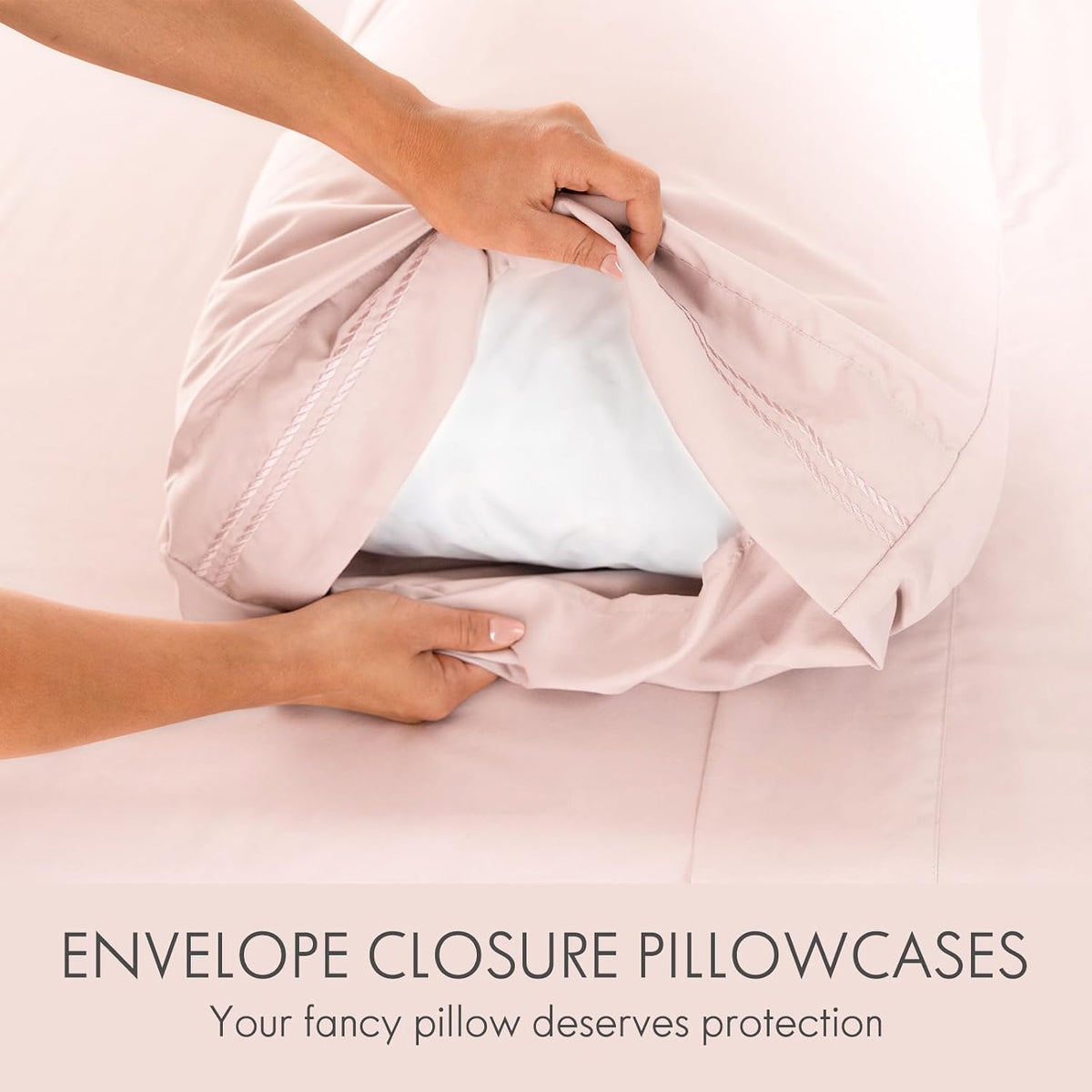 Full Sheets Set - 6 Piece Fitted Bed Sheet Set, Barely Pink