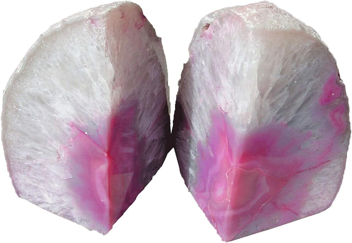 Agate Geode Bookends Heavy Duty Pink Crystal Stone Book Holders Decorative
