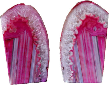 Agate Geode Bookends Heavy Duty Pink Crystal Stone Book Holders Decorative