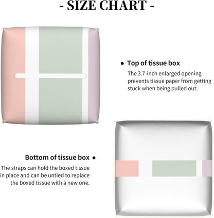 Pretty Pastel Pattern Pink Green Violet Stripes Square Tissue Box Cover, Cube Tissue Box Holder, Table Tissue Box