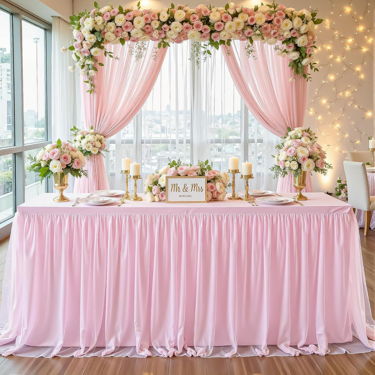 Pink Tablecloths for 6 Foot Rectangle Tables Tulle Tablecloth Fitted Pink Table Cloth Rectangle 6ft Stretch Spandex Table Covers for Baby Shower Girls Birthday Party Wedding Banquet Desk Skirt