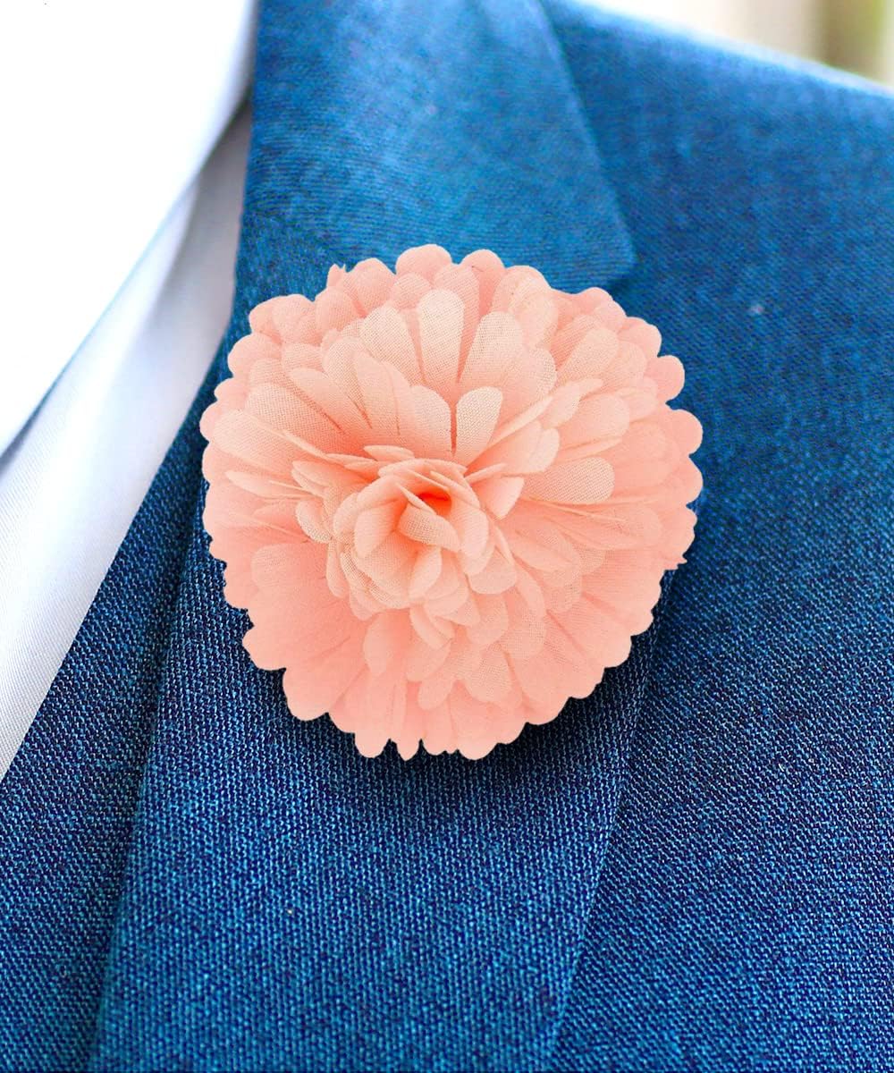 Premium Men's Formal Carnation Flower Lapel Pin - Boutonniere for Men, Brooch Pin