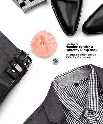 Premium Men's Formal Carnation Flower Lapel Pin - Boutonniere for Men, Brooch Pin
