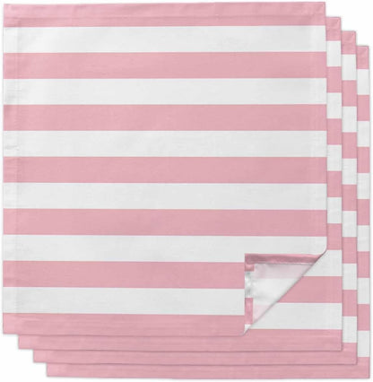Cloth Napkins Set of 4 Pink and White Stripes Cocktail Napkins Striped Simple Style Washable Soft Dinner Table Napkins for Party Wedding Banquet Hotel Holiday Everyday Use 20x20 Inch