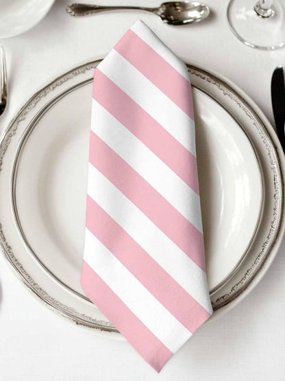 Cloth Napkins Set of 4 Pink and White Stripes Cocktail Napkins Striped Simple Style Washable Soft Dinner Table Napkins for Party Wedding Banquet Hotel Holiday Everyday Use 20x20 Inch