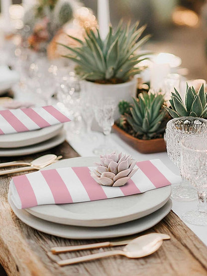 Cloth Napkins Set of 4 Pink and White Stripes Cocktail Napkins Striped Simple Style Washable Soft Dinner Table Napkins for Party Wedding Banquet Hotel Holiday Everyday Use 20x20 Inch