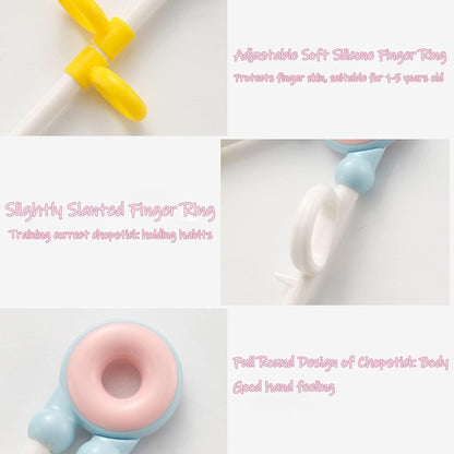 Training Chopsticks Toddler Chopsticks, Cute Animal Shape Easy to Use Learning Reusable Chopsticks Helper With attachable Trainer for Kids Child Baby Adults Beginners, Pink Cat, Dishwasher Safe