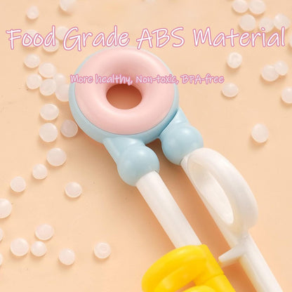 Training Chopsticks Toddler Chopsticks, Cute Animal Shape Easy to Use Learning Reusable Chopsticks Helper With attachable Trainer for Kids Child Baby Adults Beginners, Pink Cat, Dishwasher Safe