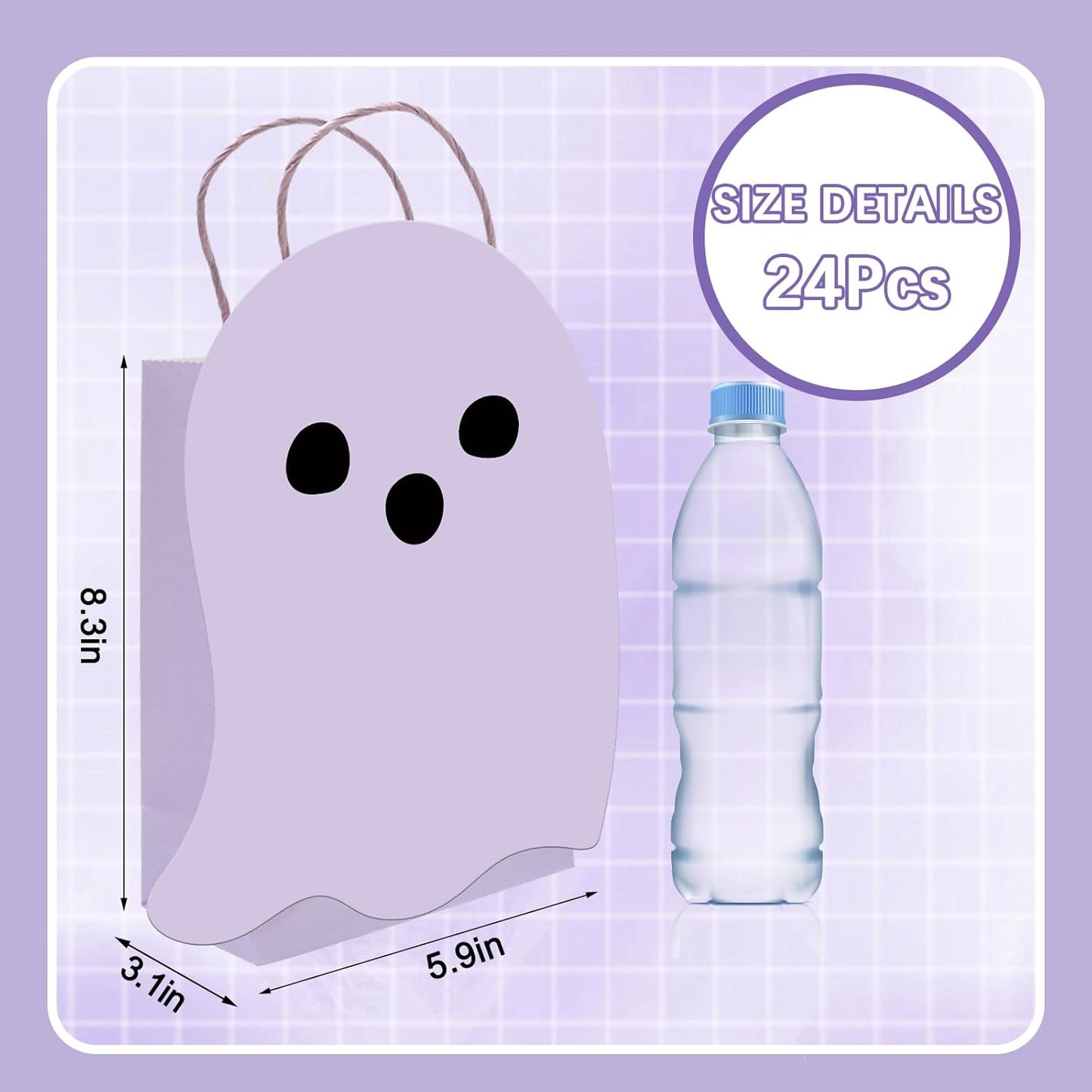 24Pcs Halloween Ghost Paper Gift Bag Little Boo Treat Bags White Pink Candy Goodie Bags for Baby Shower Birthday Trick or Treat Party Favors Supplies