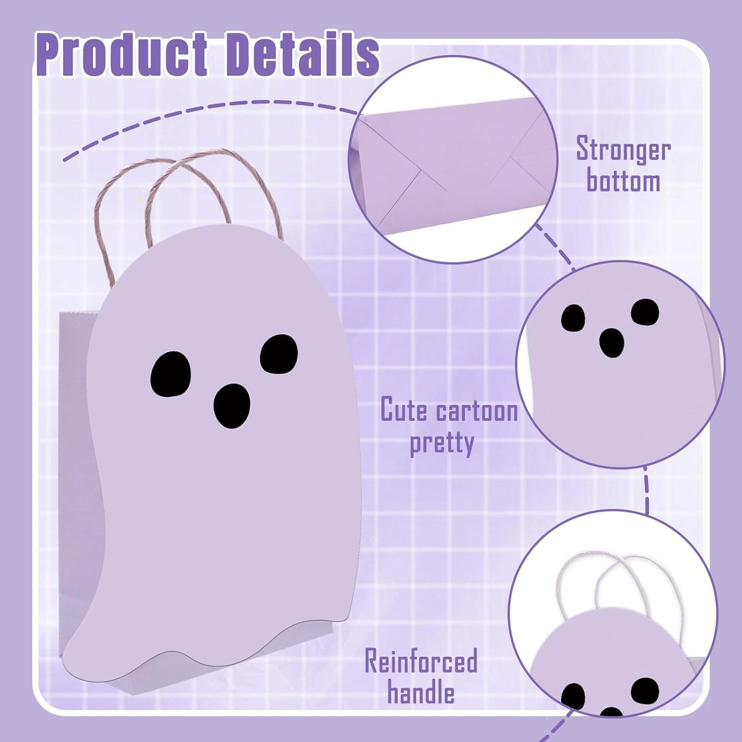 24Pcs Halloween Ghost Paper Gift Bag Little Boo Treat Bags White Pink Candy Goodie Bags for Baby Shower Birthday Trick or Treat Party Favors Supplies