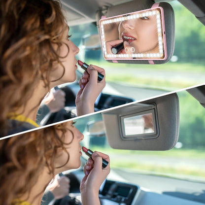 Car Sun Visor Vanity Mirror with Lights, Rechargeable Car Makeup Mirror