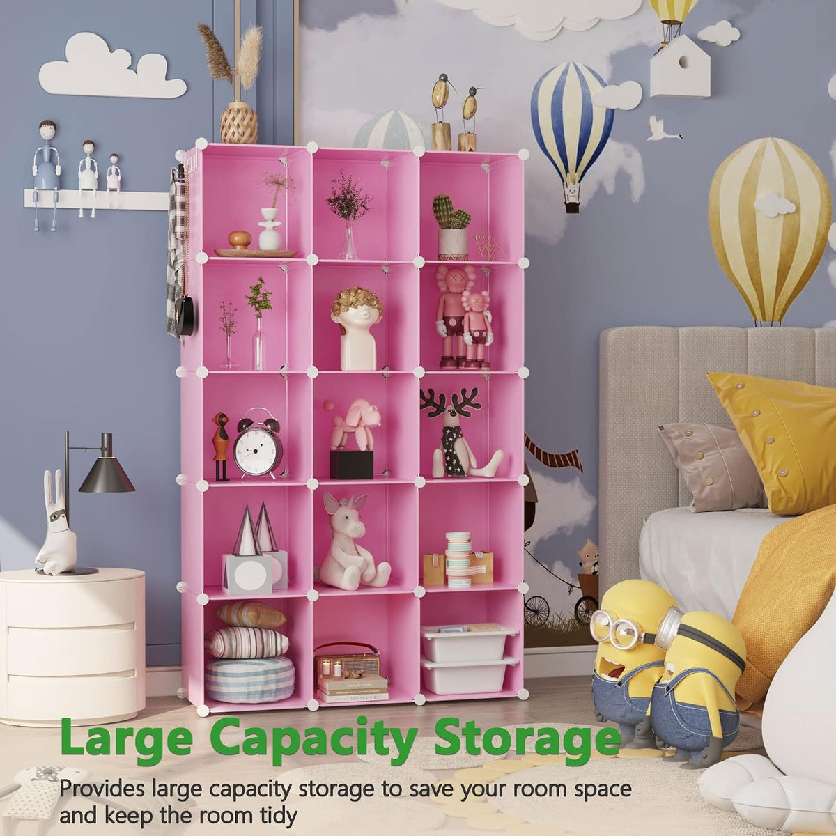 16 Cube Storage Organizer Cube Shelves Units Storage Cubes, Pink