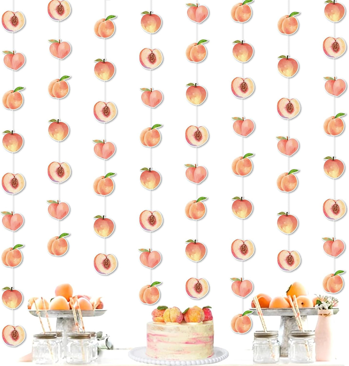 Peach Party Banner One Sweet Peach Birthday Decorations Streamers Hanging Decor 8Pcs Sweet As Peaches Party Decorations Peaches Birthday Wedding Fruit First Bday Baby Shower Decoration Girls