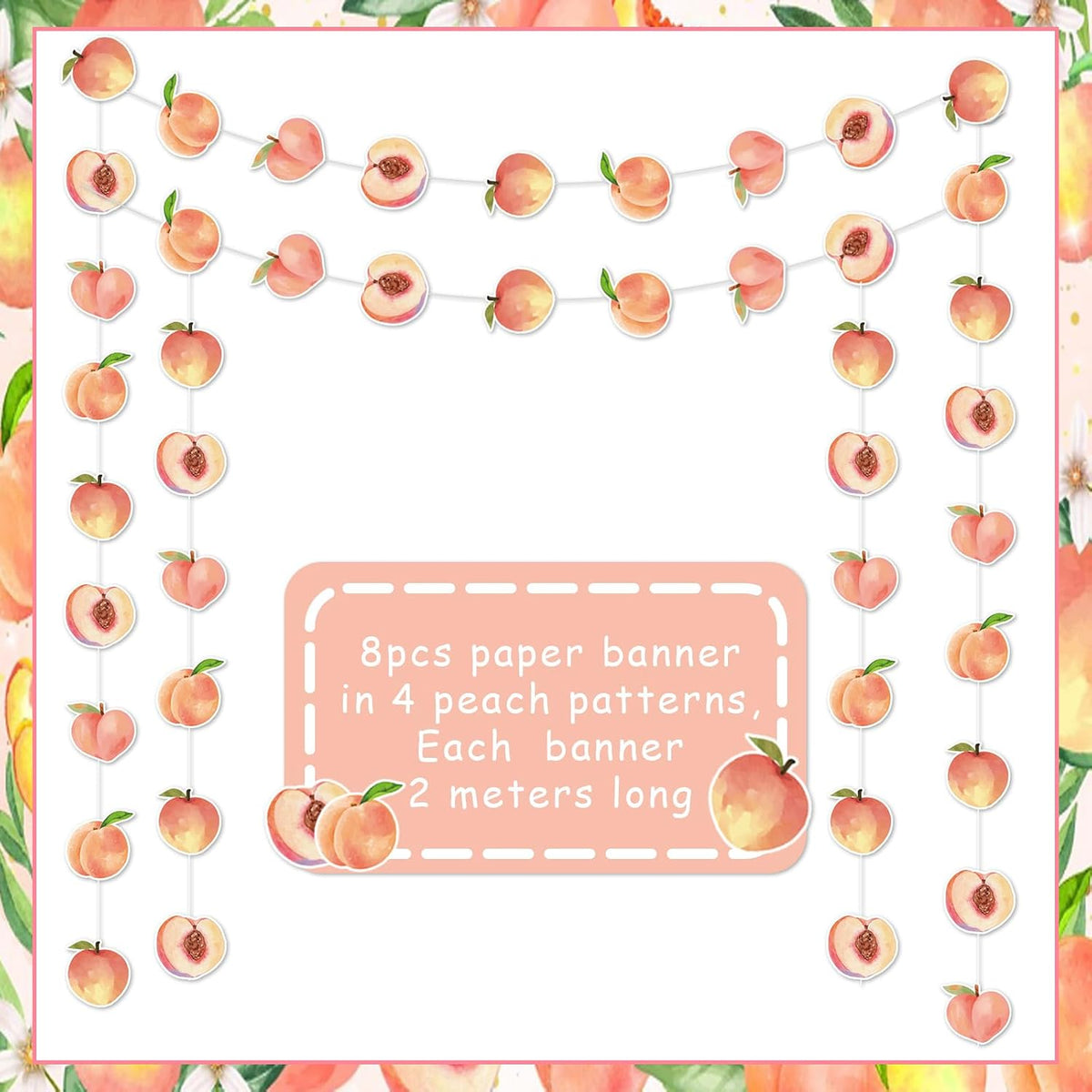 Peach Party Banner One Sweet Peach Birthday Decorations Streamers Hanging Decor 8Pcs Sweet As Peaches Party Decorations Peaches Birthday Wedding Fruit First Bday Baby Shower Decoration Girls