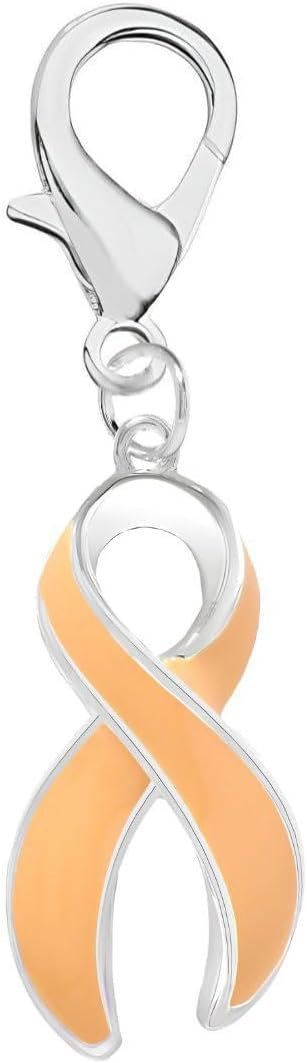 Beautiful Ribbon Hanging Charms for All Causes, Diseases, and Cancer - Ideal for Bracelets, Purses, Zipper Pulls on Jackets, Backpacks, Pet Collars - Perfect for Fundraising and Support Groups