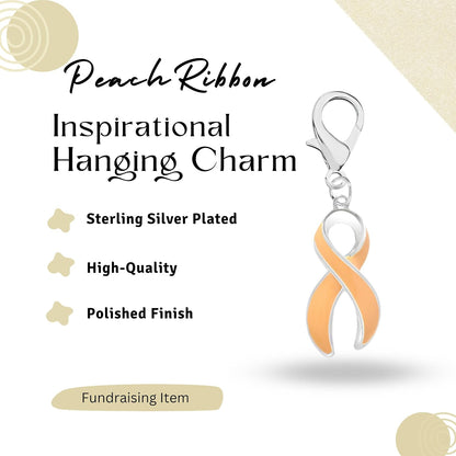 Beautiful Ribbon Hanging Charms for All Causes, Diseases, and Cancer - Ideal for Bracelets, Purses, Zipper Pulls on Jackets, Backpacks, Pet Collars - Perfect for Fundraising and Support Groups