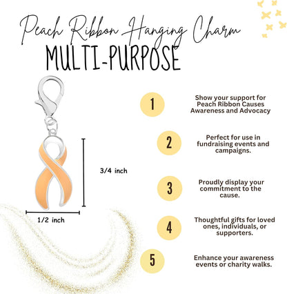 Beautiful Ribbon Hanging Charms for All Causes, Diseases, and Cancer - Ideal for Bracelets, Purses, Zipper Pulls on Jackets, Backpacks, Pet Collars - Perfect for Fundraising and Support Groups