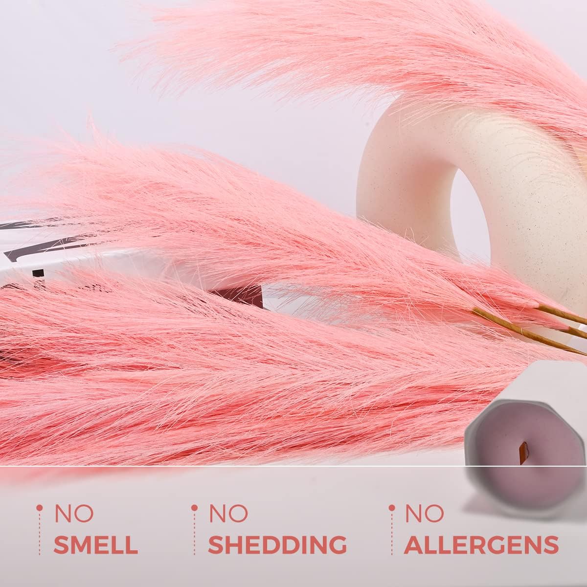 12PCS Faux Pampas Grass 24 Inch, Small Artificial Pampas Grass Decor for Vase, Fake Fluffy Floral, Artificial Dried Flowers, Dry Plant Home Wedding Boho Decor(Pink)