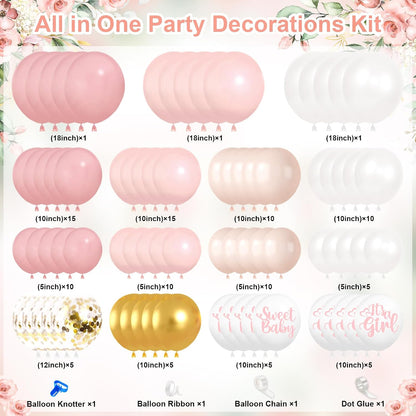 Baby Shower Decorations for Girl 278 Pcs Floral Plates Set Serve 24