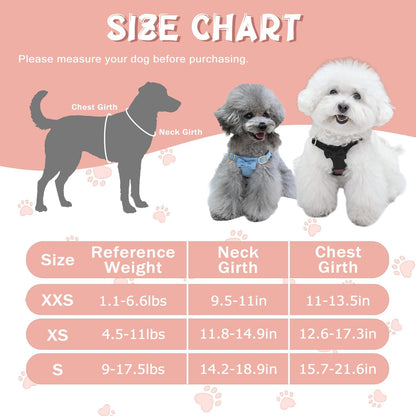 Dog Harness Small Sized Dog with Multifunction Leash, No Pull Puppy Dog Harness and Leash Set Training, Cute Soft Adjustable Dog Walking Harness Pet Vest Harness (Pink-XXS)