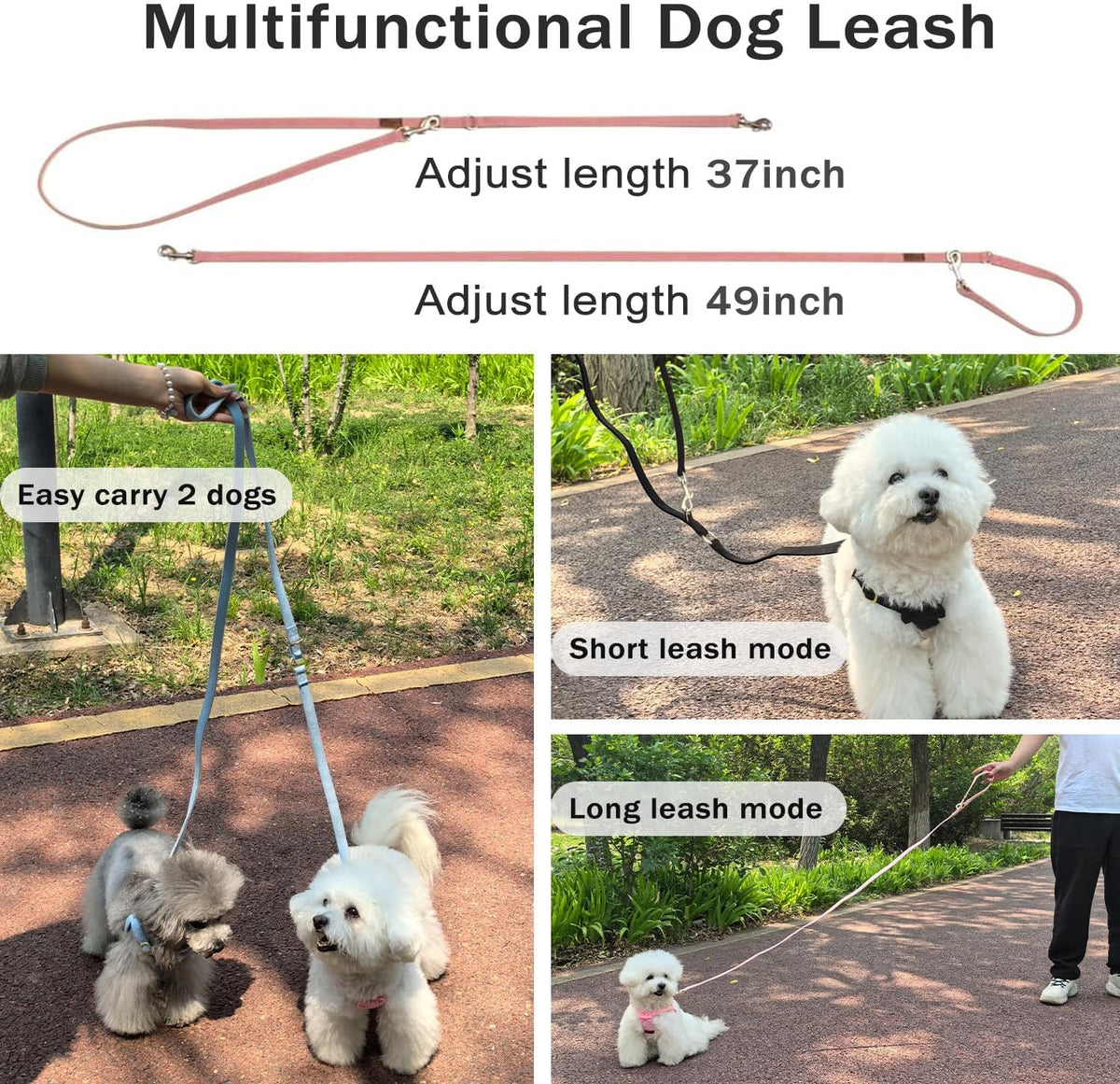 Dog Harness Small Sized Dog with Multifunction Leash, No Pull Puppy Dog Harness and Leash Set Training, Cute Soft Adjustable Dog Walking Harness Pet Vest Harness (Pink-XXS)