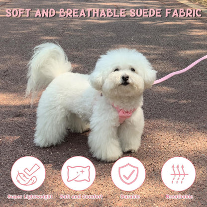Dog Harness Small Sized Dog with Multifunction Leash, No Pull Puppy Dog Harness and Leash Set Training, Cute Soft Adjustable Dog Walking Harness Pet Vest Harness (Pink-XXS)