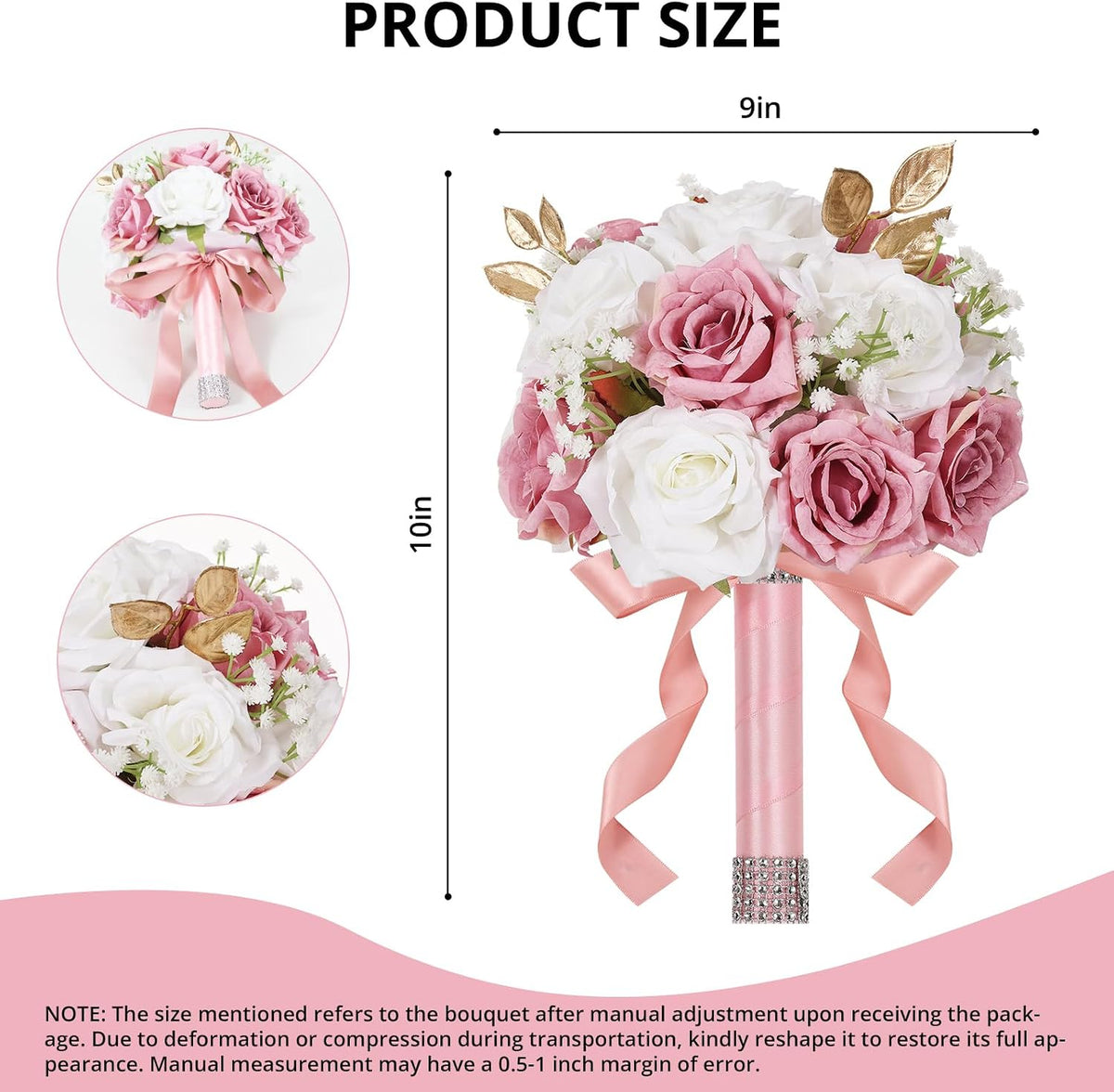 Wedding Bouquets for Bride - Realistic Silk Flowers Artificial Roses