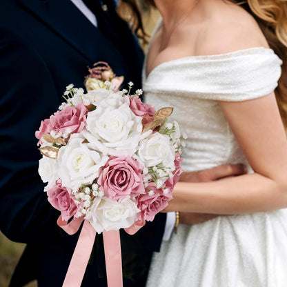 Wedding Bouquets for Bride - Realistic Silk Flowers Artificial Roses