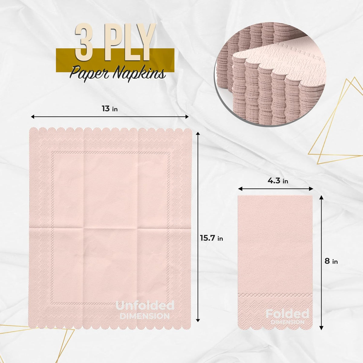 Peach Scalloped Napkins Disposable 20 Pcs 3-Ply Peach Scalloped Dinner Napkins Disposable Decorative for Dinners & Parties, Paper Guest Towels for Bathroom & Party Supplies
