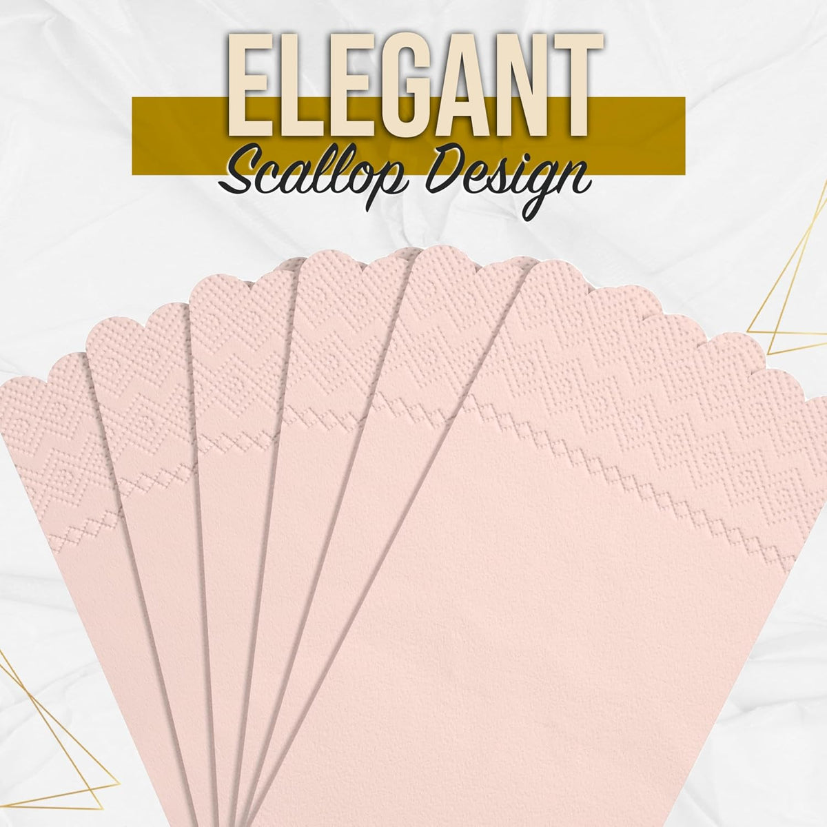 Peach Scalloped Napkins Disposable 20 Pcs 3-Ply Peach Scalloped Dinner Napkins Disposable Decorative for Dinners & Parties, Paper Guest Towels for Bathroom & Party Supplies