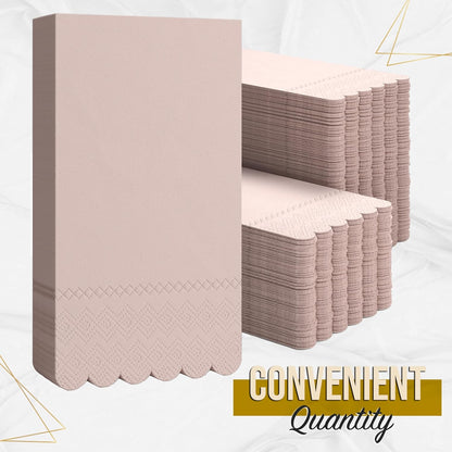 Peach Scalloped Napkins Disposable 20 Pcs 3-Ply Peach Scalloped Dinner Napkins Disposable Decorative for Dinners & Parties, Paper Guest Towels for Bathroom & Party Supplies