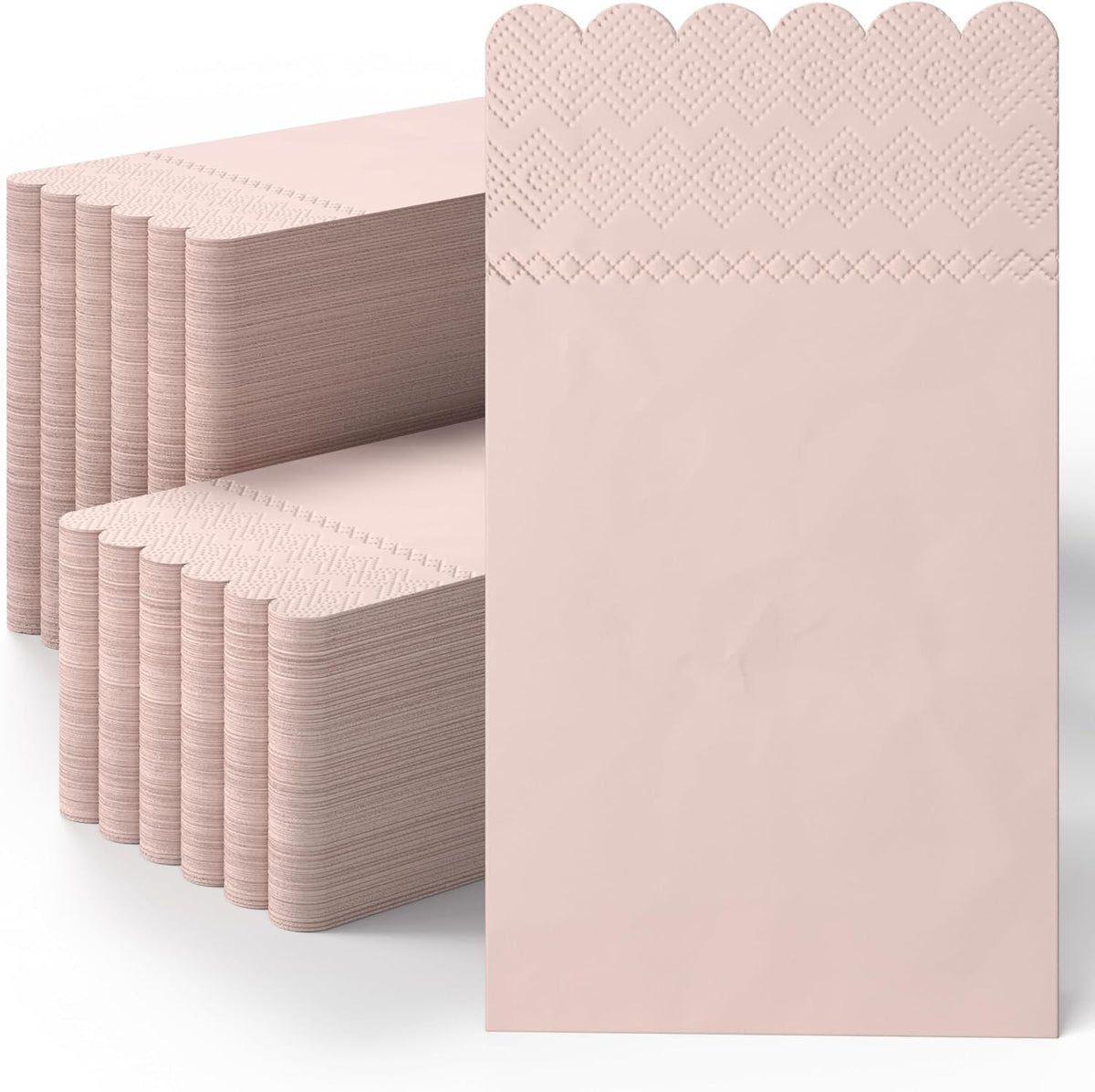 Peach Scalloped Napkins Disposable 20 Pcs 3-Ply Peach Scalloped Dinner Napkins Disposable Decorative for Dinners & Parties, Paper Guest Towels for Bathroom & Party Supplies