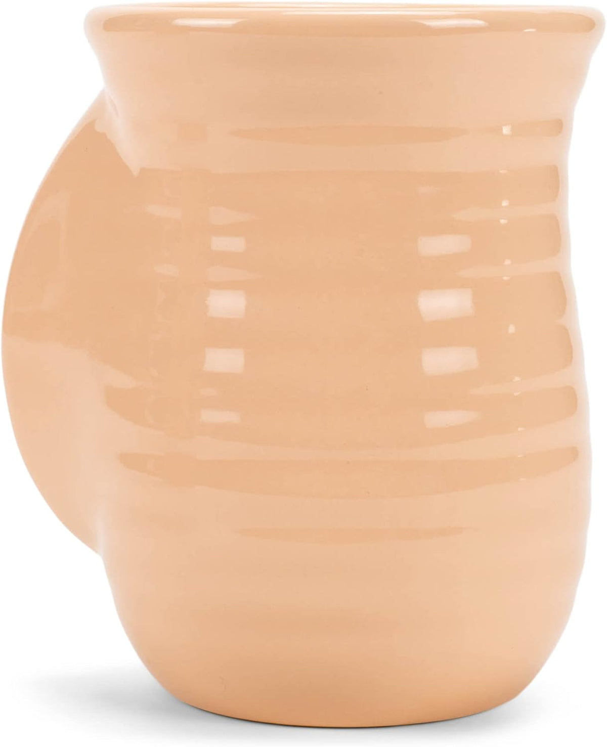 Ribbed 14 ounce Ceramic Stoneware Handwarmer Mug, Blush Pink