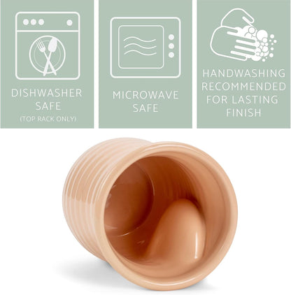 Ribbed 14 ounce Ceramic Stoneware Handwarmer Mug, Blush Pink