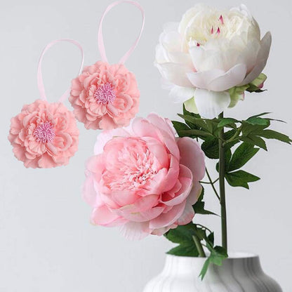 2 Piece Large Cloth Flower Magnetic Curtain Tieback Wedding Decorative Holdbacks Rope American Rustic Style Drapery Holder Clip for Girl's Room (Pink)