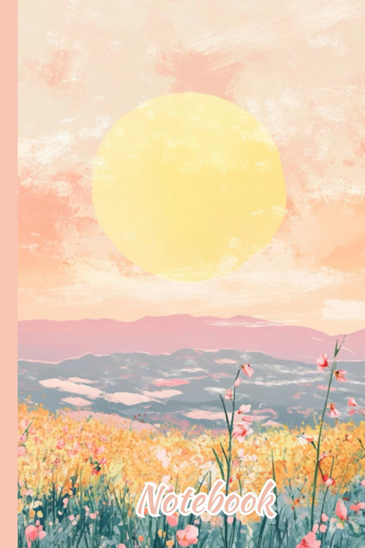 Notebook: 120 page Soft peach pastel ladscape cover ruled journal