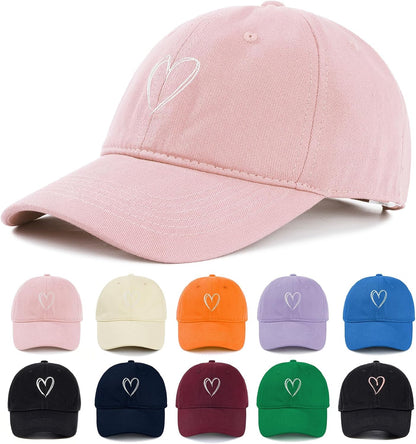 Women's Heart Embroidered Baseball Cap, Low-Profile Dad Hat
