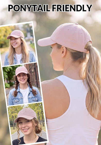Women's Heart Embroidered Baseball Cap, Low-Profile Dad Hat
