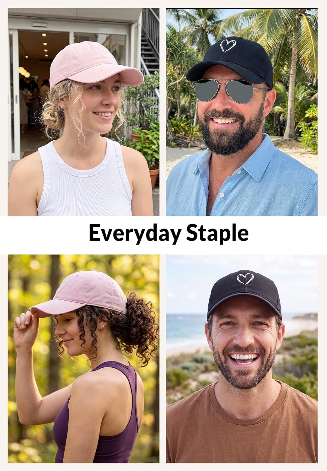 Women's Heart Embroidered Baseball Cap, Low-Profile Dad Hat