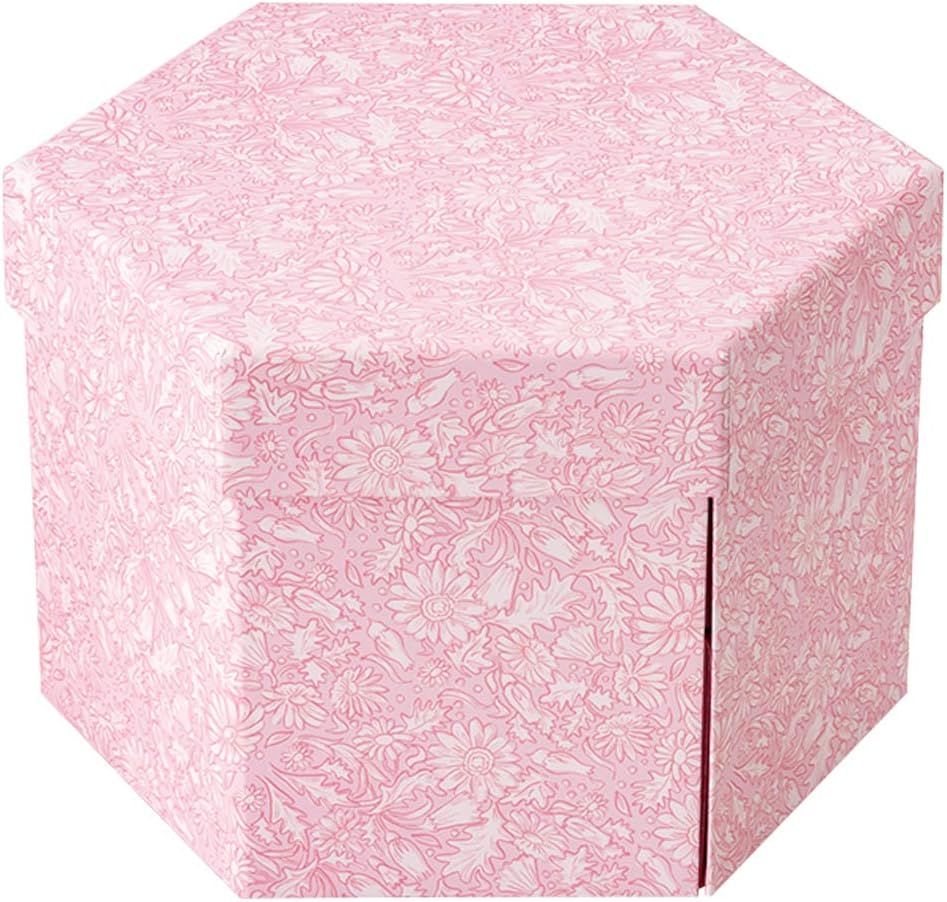ヘッズ(Heads) Graceful Flower Hexagon Double Tiered Box M Mauve (4 Pieces), W190×H125×D165mm, mave Pink