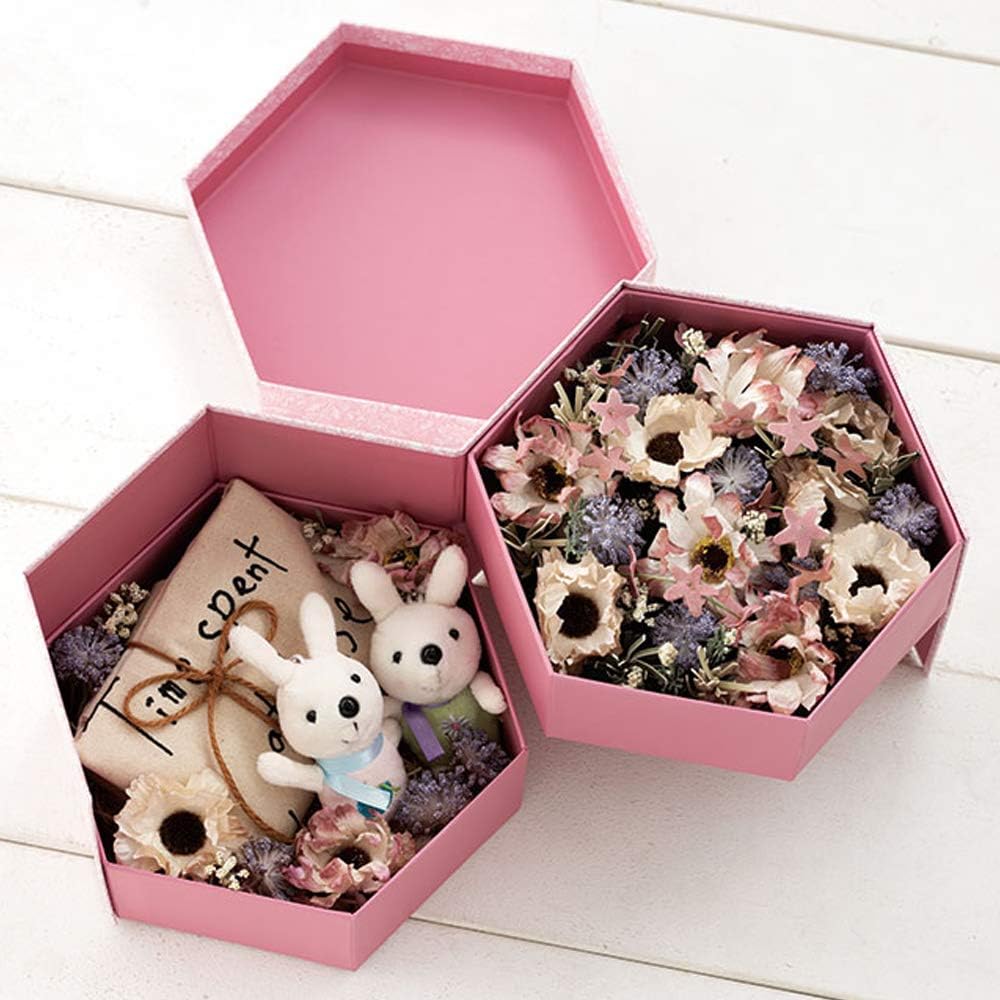 ヘッズ(Heads) Graceful Flower Hexagon Double Tiered Box M Mauve (4 Pieces), W190×H125×D165mm, mave Pink