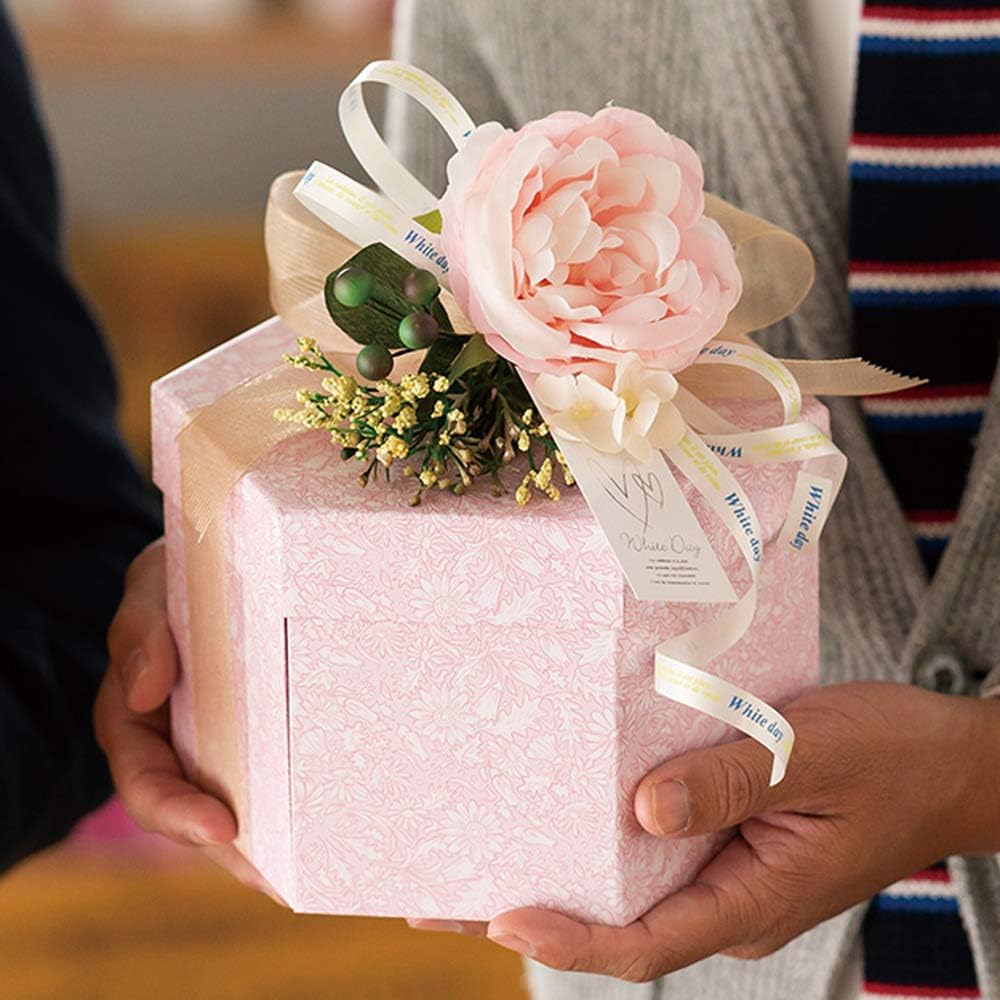 ヘッズ(Heads) Graceful Flower Hexagon Double Tiered Box M Mauve (4 Pieces), W190×H125×D165mm, mave Pink