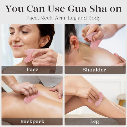 IcyMe Gua Sha Facial Tool for Self Care, Massage Tool for Face and Body, Relieve Tensions,Reduce Wrinkles and Redness, Skin Care Tools for Men Women - Rose Quartz