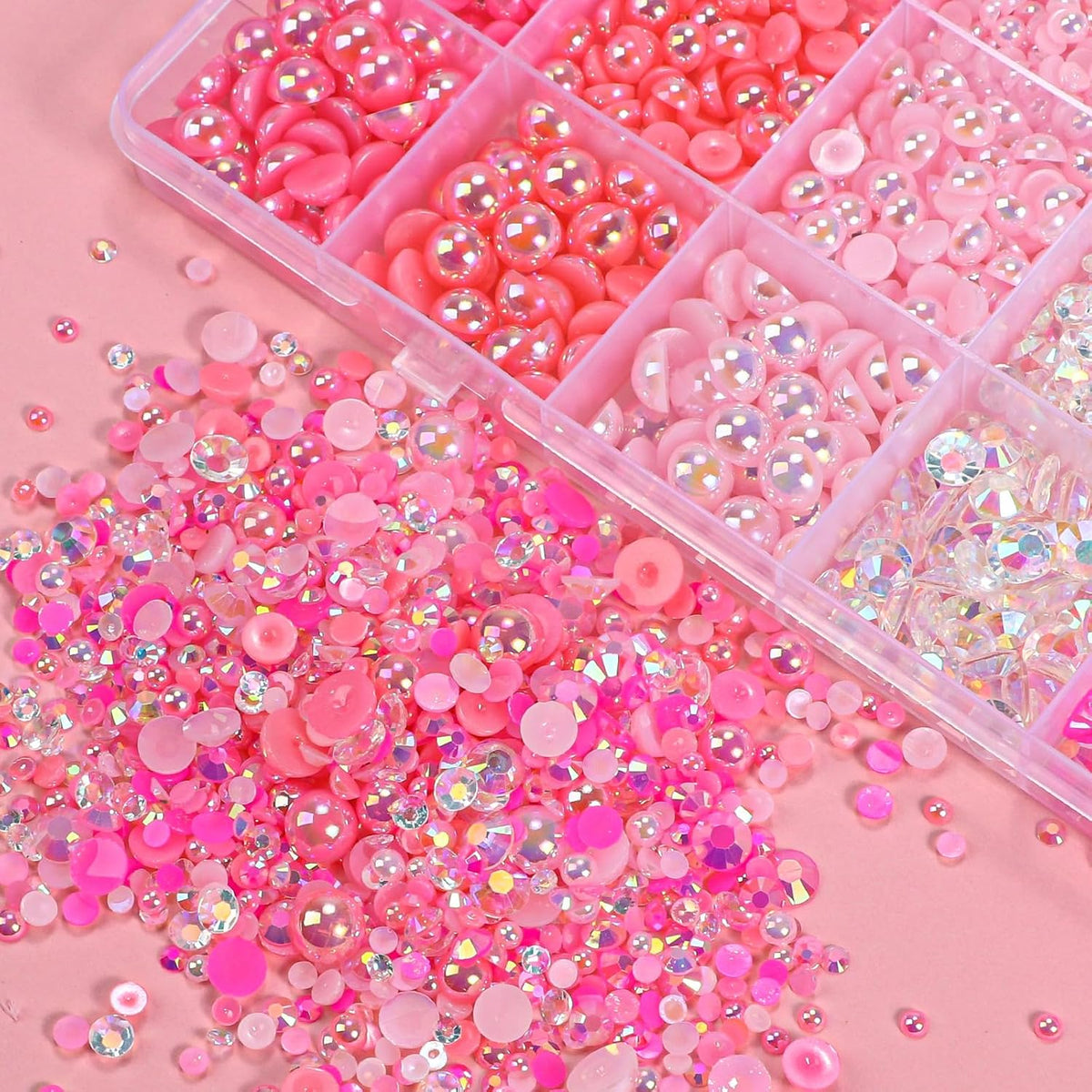 22000 Pcs Pink Flatback Pearls and Rhinestones Bedazzling Kit for Crafts