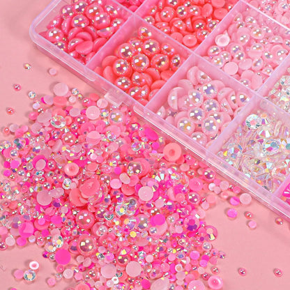 22000 Pcs Pink Flatback Pearls and Rhinestones Bedazzling Kit for Crafts