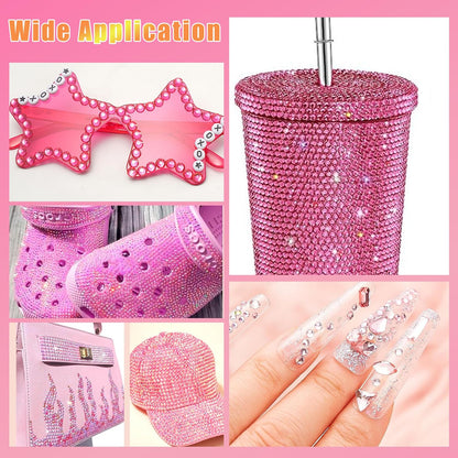 22000 Pcs Pink Flatback Pearls and Rhinestones Bedazzling Kit for Crafts