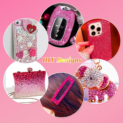 22000 Pcs Pink Flatback Pearls and Rhinestones Bedazzling Kit for Crafts