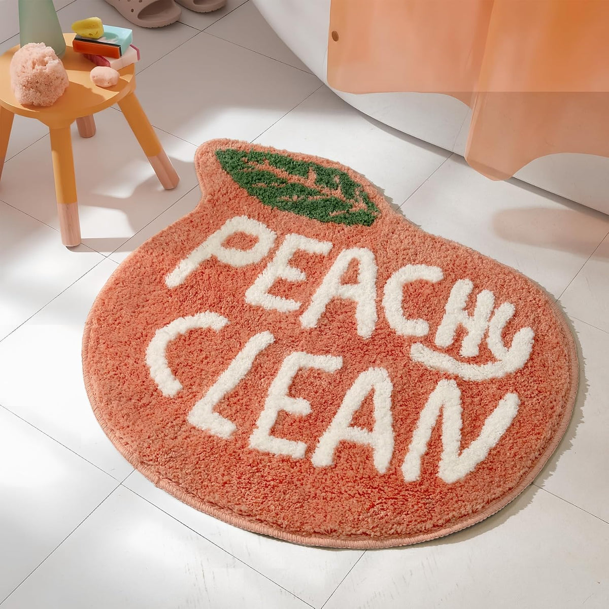 Peach Bath Mat Peachy Fruit Bathroom Rugs Clean Bath Mats for Kid's Room