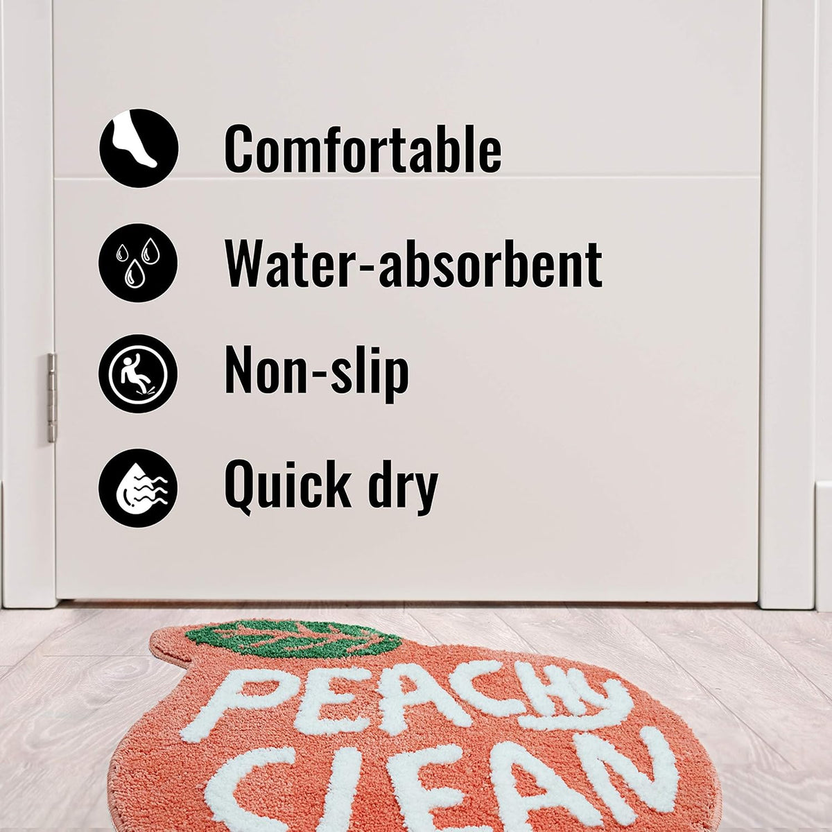 Peach Bath Mat Peachy Fruit Bathroom Rugs Clean Bath Mats for Kid's Room